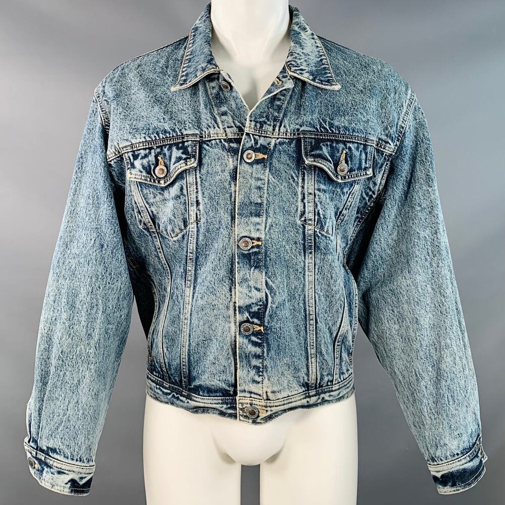 EDWIN Vintage Size M Clubman Blue Twill Cotton Acid Washed Jacket